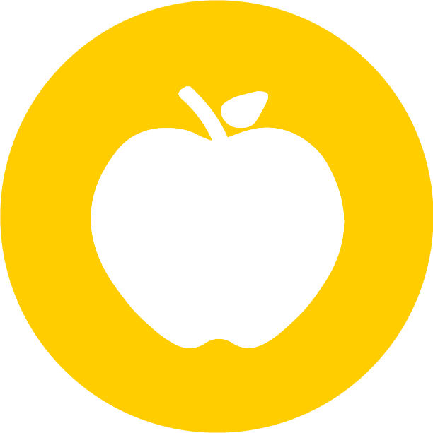 Yellow icon of an apple
